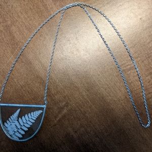Long Silver Leaf Necklace